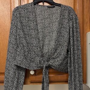 SHEIN Black and White Patterned Blouse